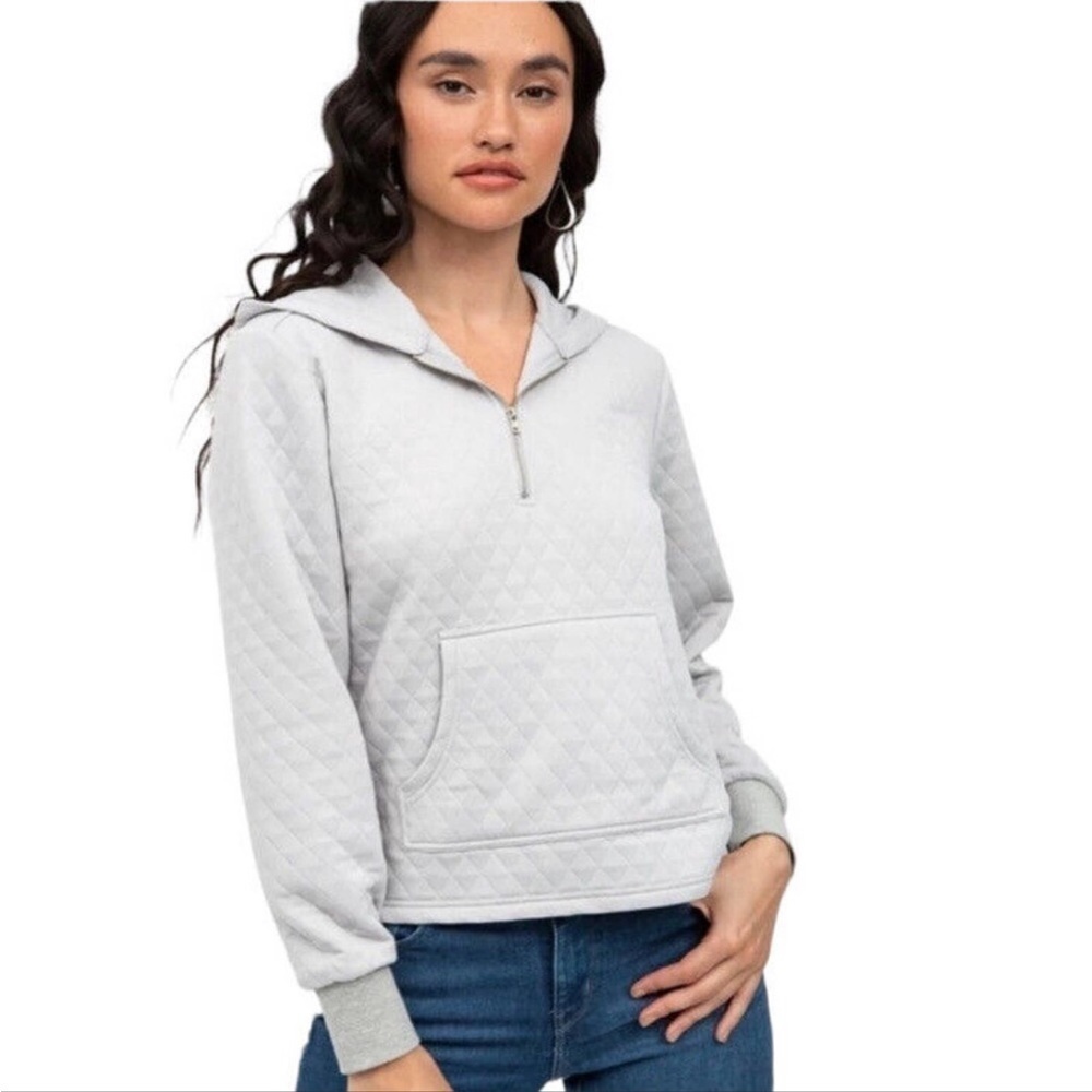 n:Philanthropy Women’s Gray Quilted 1/4 Zip Hoodie ALE Sweatshirt Size Medium